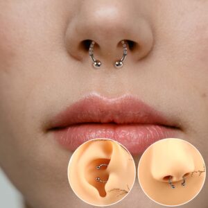 Melighting Titanium Septum Rings G23 Septum Jewelry Nose Rings Hoop 16G Clear CZ Horseshoe Daith Earrings Helix Earrings Tragus Piercing Jewelry Body Piercing Jewelry Women Men