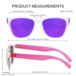 ANDWOOD Sunglasses for Women Men Mirrored UV Protection Cute Fun Teen Girls Sun glasses Outdoor Running Shades Mirror Hot Pink Purple