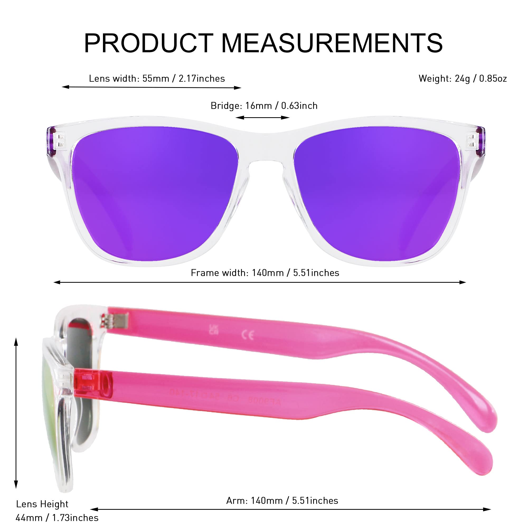 ANDWOOD Sunglasses for Women Men Mirrored UV Protection Cute Fun Teen Girls Sun glasses Outdoor Running Shades Mirror Hot Pink Purple