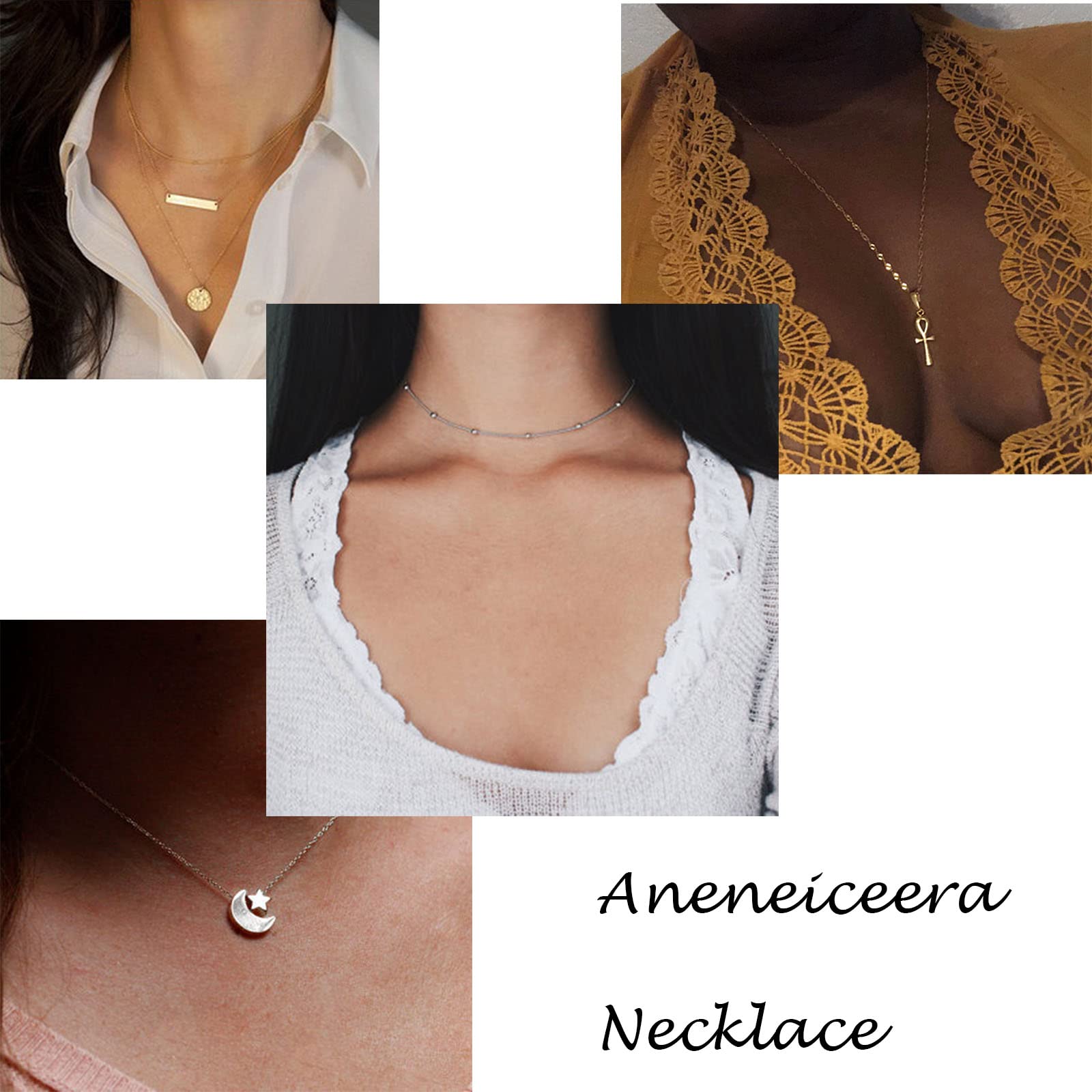 Aneneiceera Boho Black Lace Necklace Chain Hollow Lace Choker Necklace Adjustable Black Cord Necklace Sexy Lace Tattoo Necklace Black Collar Necklace Chain Jewelry for Women (Black)