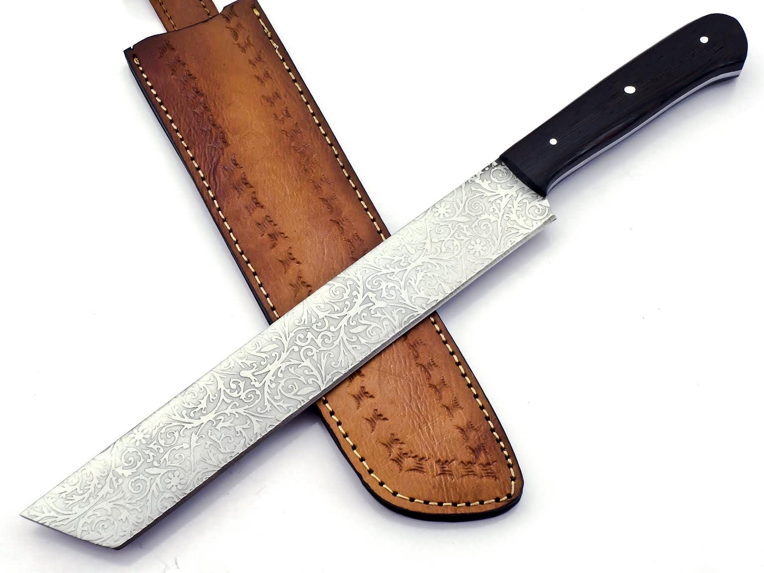 UK UNIQUE SHARP KNIVES BK-782 Handmade Stainless steel 15Inches Full Tang Hunting Knife - Beautiful Wenge Wood Handle