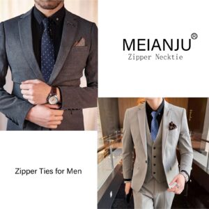 MEIANJU Mens Ties, Mens Zipper Ties Neckties for Men, Silky Zip Up Ties, Men's Pretied Ties Set (Mixed color 6pcs)