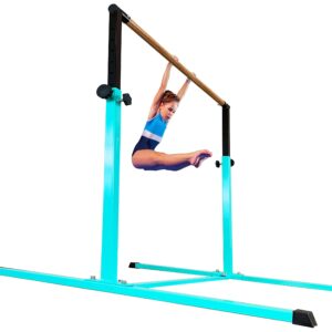 MARFULA 4FT Gymnastic Bar Set Gymnastics Horizontal Bar Gymnastics Kip Bar Teal Bar for Kids Home Use