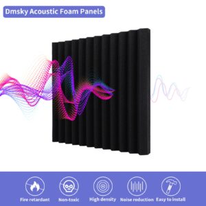 24 Pack Acoustic Panels, 1" X 12" X 12" Acoustic Foam Panels, Sound Proof Foam Panels, Self-Adhesive Soundproof Wall Panels,Fire-Proofed Soundproofing Wedges,Acoustic Treatment Foam for Home-Black