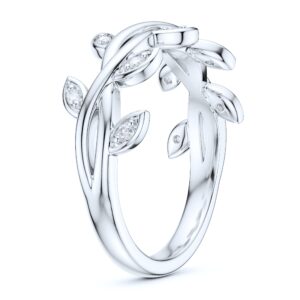 PRSTANI Sterling Silver Twisted Olive Branch Leaf Round Brilliant Genuine Moissanite Promise Ring Wedding Band For Women (11)