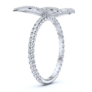 PRSTANI Real 10K White Gold Twisted Rope Shank Round Brilliant Genuine Moissanite Milgrain Butterfly Ring For Women (8)