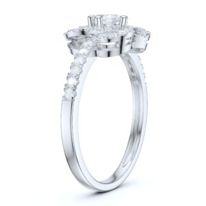 PRSTANI 10K White Gold Genuine Moissanite Love Joining Interlocking Hearts Ring Promise Ring (11)