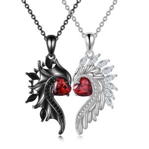 onefinity angel and devil couples necklace sterling silver his and hers matching necklace heart symbol of love pendant couples jewelry gifts for couple her him