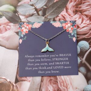 KUIYAI Whale Tail Necklace Whale Dolphin Lovers Gift Message Card Gift BFF Gift Blue Whale Gift Valentine's Day Gift for Women (Tail NC)