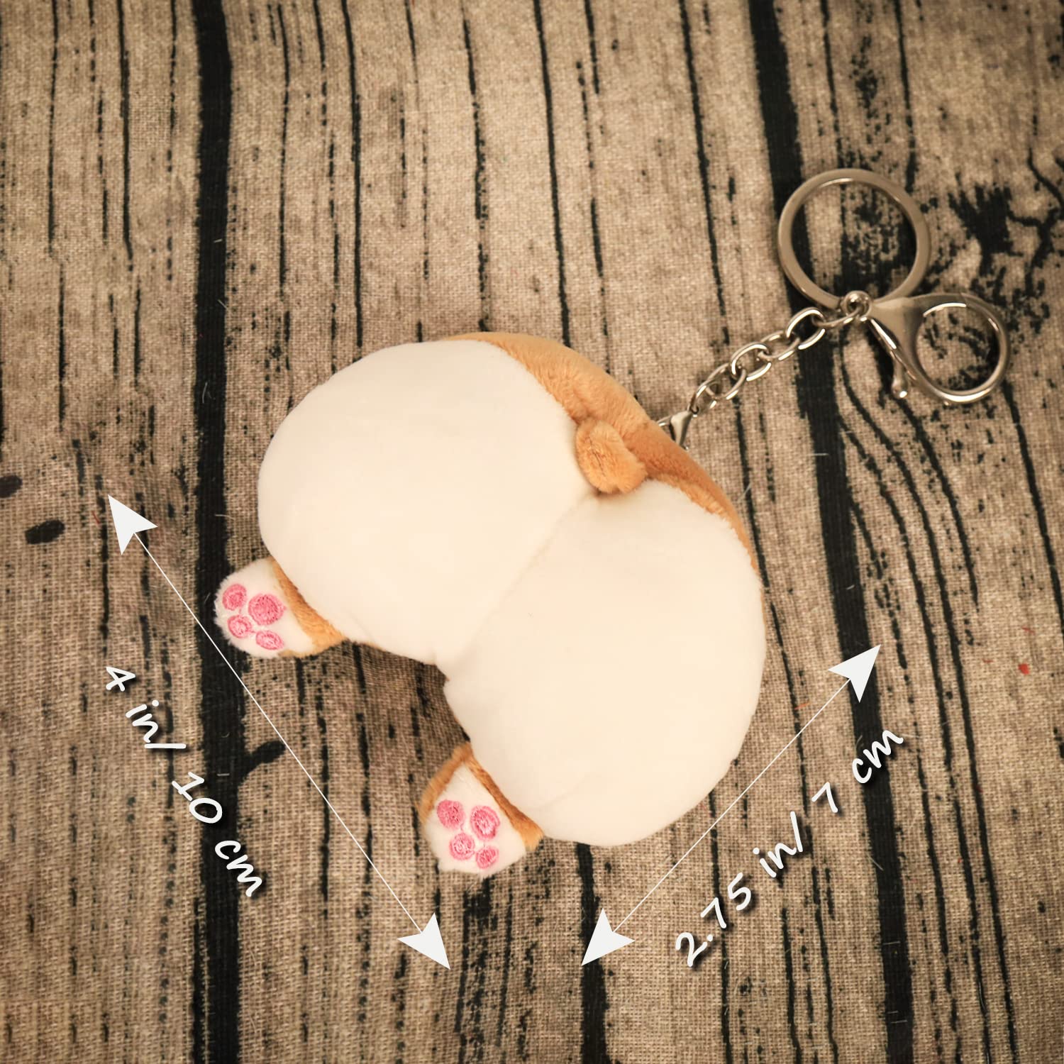 Lacheln Corgi Butt Keychain Kawaii Cute Cartoon Corgie Dog Keyring Bag Pendant with Lobster Clasp Stuffed Animal for Women Girls Funny Birthday Gift