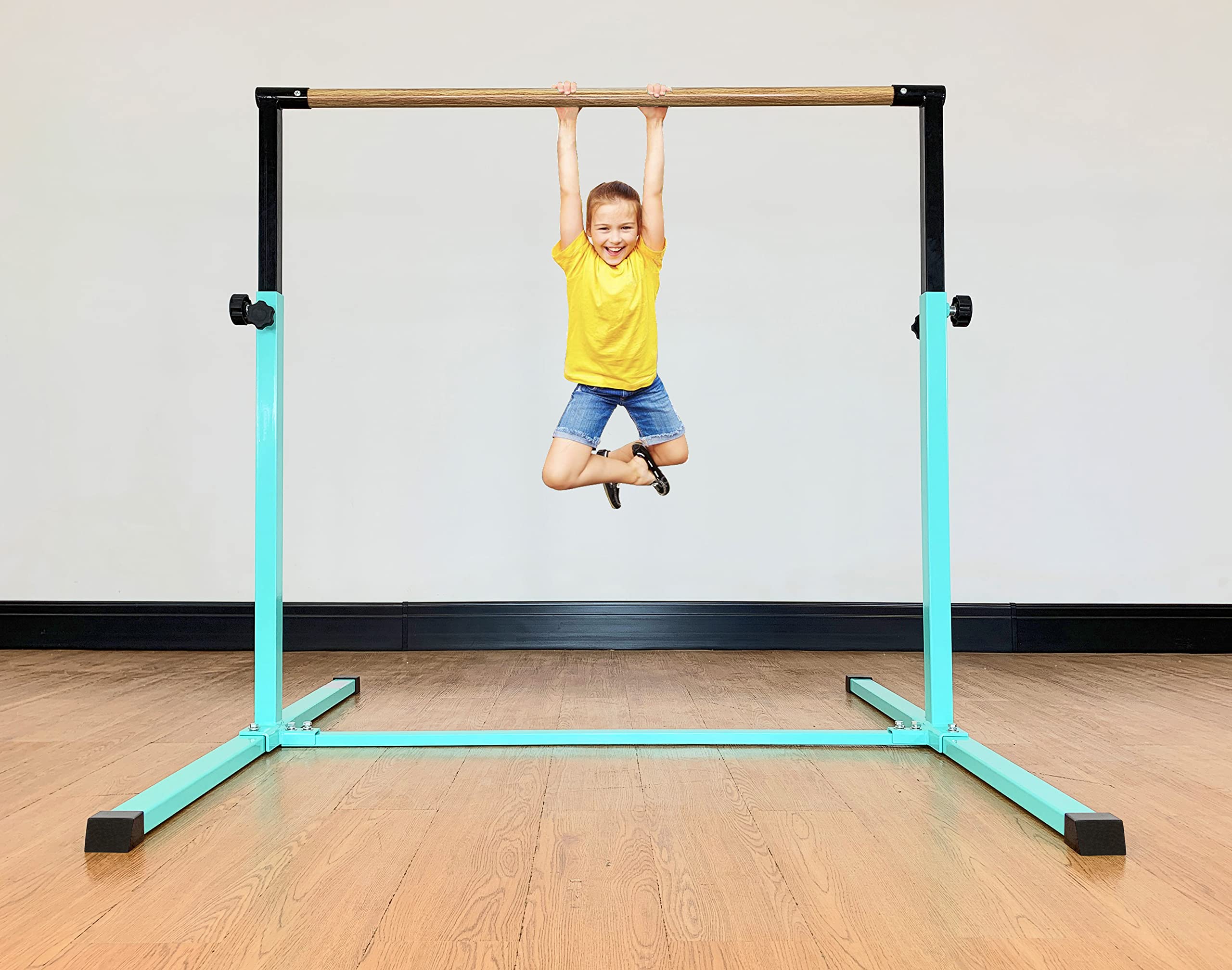 MARFULA 4FT Gymnastic Bar Set Gymnastics Horizontal Bar Gymnastics Kip Bar Teal Bar for Kids Home Use