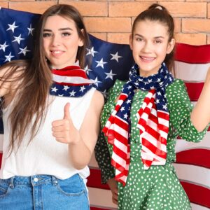 Tarpop 2 Pcs American Flag Patriotic Scarf Chiffon US Flag Scarf Long 4th of July Scarf Flag Shawl Independence Day(Bright Style)