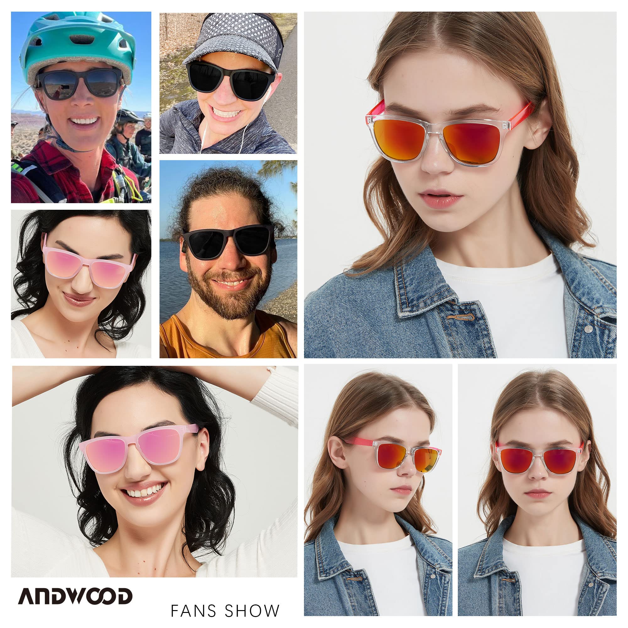 ANDWOOD Sunglasses for Women Men Mirrored UV Protection Cute Fun Teen Girls Sun glasses Outdoor Running Shades Mirror Hot Pink Purple