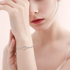 immobird Infinity Love Heart Bracelets for Women 925 Sterling Silver Adjustable Bracelets Cute Charm Bracelets Gifts for Mom Wife Lover