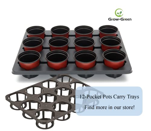 RooTrimmer 12 Cell Nursery Planter Pots Trays, Plant Pot Shuttle Carry Holder and Trays for 4 inch Round Plastic Nursery Pots Flowerpot Carrier Transporting (16.75" 12.43", 2.1" Deep, 10-Pack)