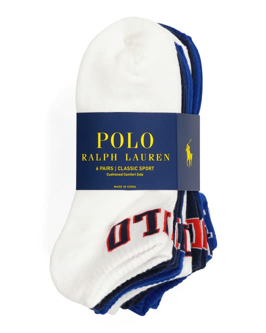 POLO RALPH LAUREN mens 6pk Outlined Logo no show Athletic Socks, Multi, Large