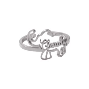 RMREWY Elephant Rings 925 Sterling Silver Custom Name Ring Elephant Letters Initials Open Ring Personalized Jewelry Gifts for Women