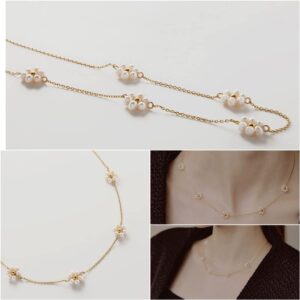 Daisy Flower Choker Necklace 14K Gold Plated Beaded Pearl Choker Necklace for Women Jewelry Gifts