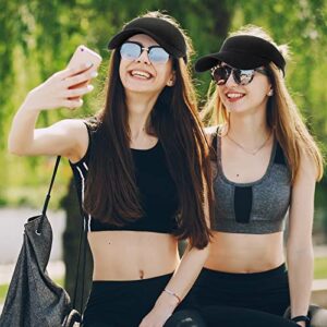 15 Pieces Sun Visor Hats Sport Wear Athletic Sun Visor Caps Adjustable Sun Protection Visors for Women Men (Black)