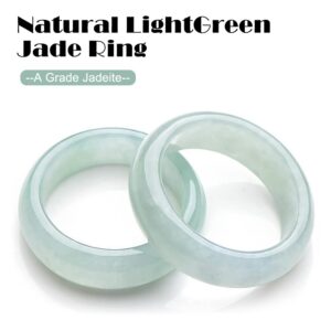 DNTENG LightGreen Jade Ring, Natural A Grade Jadeite Jewelry Gift Jade Band Ring for Women Men Burma Jade Myanmar Engagement Ring(Ring Size:7)