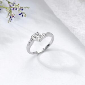 Plesitep Sterling Silver Angel Wing Ring with Heart-shaped Crystal (8)