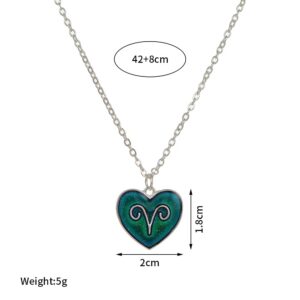 COLORFUL BLING Zodiac Necklace for Women 12 Constellation Sign Pendant Necklace Heart Color Changing Necklace Temperature Sensing Mood Necklace Astrology Horoscope Necklace -Pisces