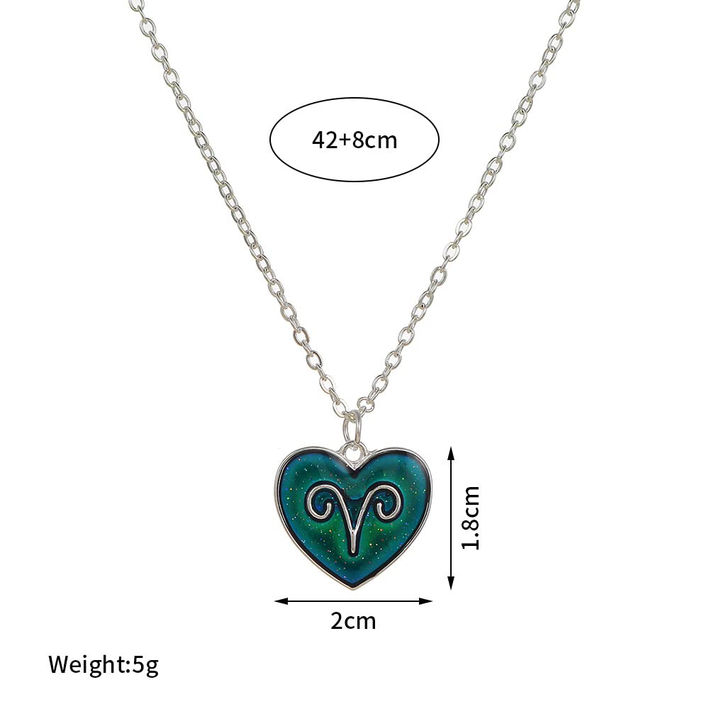 COLORFUL BLING Zodiac Necklace for Women 12 Constellation Sign Pendant Necklace Heart Color Changing Necklace Temperature Sensing Mood Necklace Astrology Horoscope Necklace -Pisces