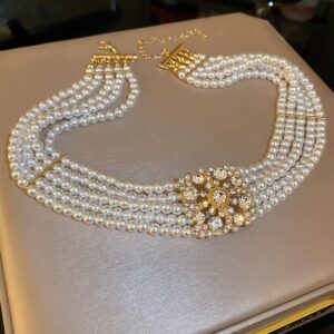 fxmimior Pearl Gold Flower Vintage Wedding Accessories Women Necklace Sexy Elegant Jewelry Choker Bar Wear