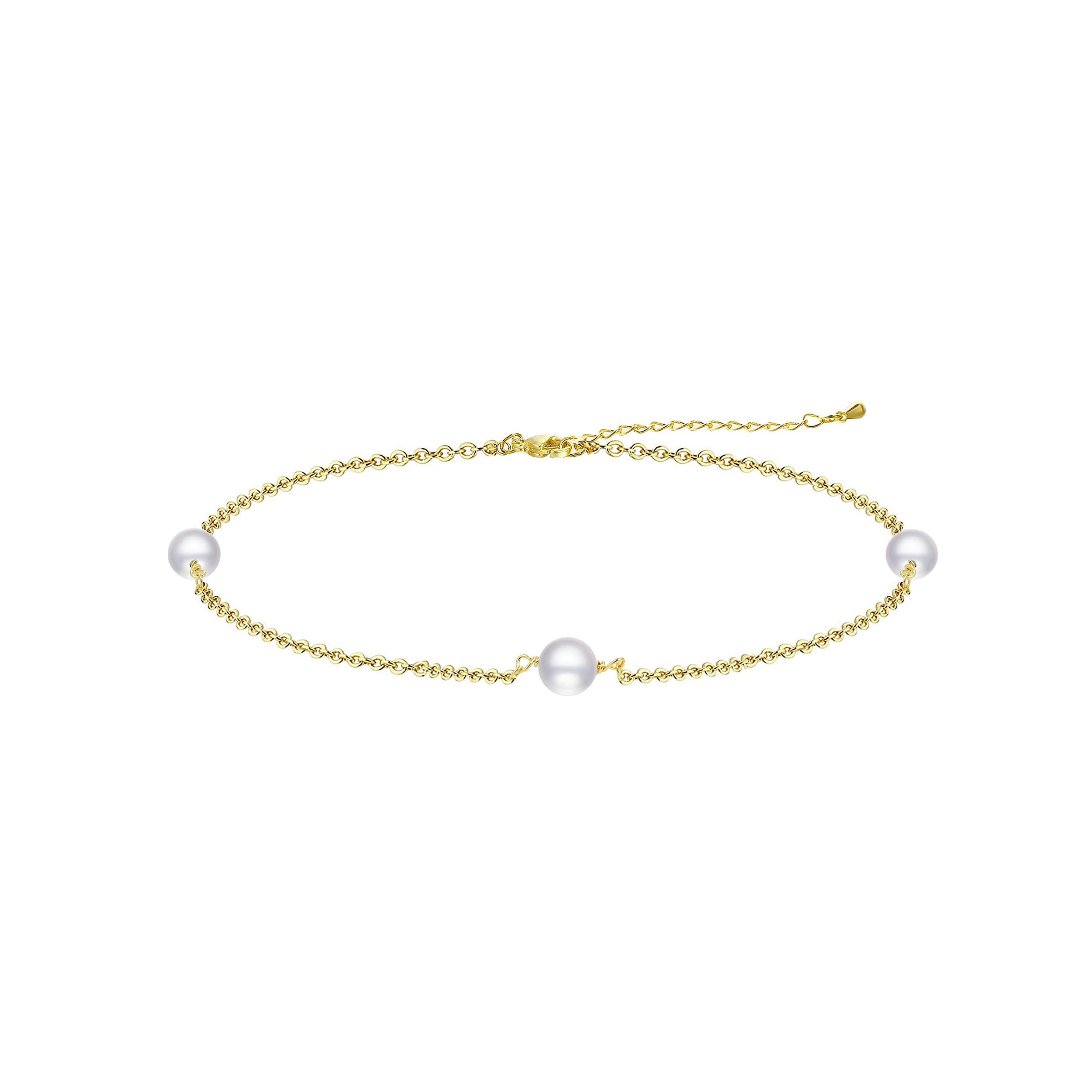 ASCOMY Dainty Pearl Bracelets for Women 14K Gold Plated Handmade Pearl Bracelet Freshwater Pearls Jewelry Gifts for Women