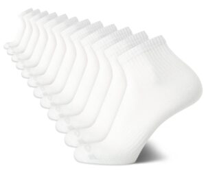 and1 men's socks - proplatinum lightweight quarter cut socks (12 pack), size 6-12.5, white