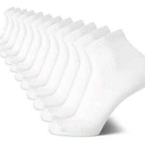 AND1 Men's Socks - PROPLATINUM Lightweight Quarter Cut Socks (12 Pack), Size 6-12.5, White