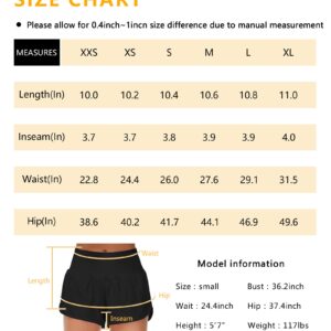 Origiwish Women's High Waisted Running Shorts with Liner Quick Dry Athletic Workout Shorts Zipper Pockets (Small, Black)