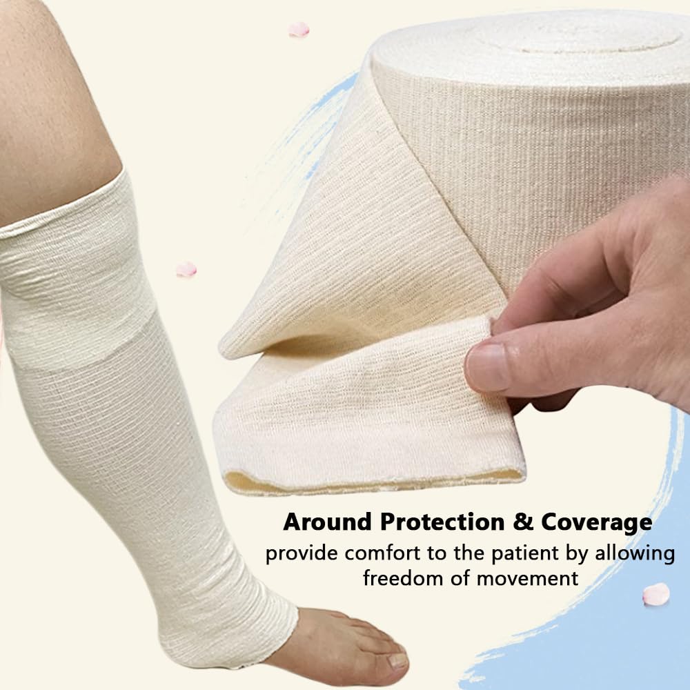 Elastic Tubular Bandage - Stockinette Compression Strap for Arm Knee Ankle Leg First Aid Supplies, Stretch to 1.8 Multiple (3.5"W x 394"L)