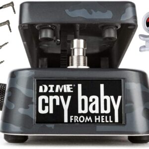 Briskdrop Dunlop DB01B Dime Crybaby From Hell Wah Pedal with 2 Patch Cables and Snark Tuner (db01b-snark)