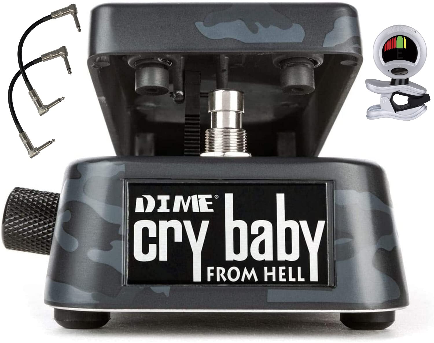 Briskdrop Dunlop DB01B Dime Crybaby From Hell Wah Pedal with 2 Patch Cables and Snark Tuner (db01b-snark)