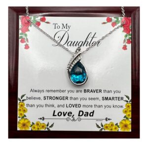 kindpaw gift for daughter from dad – you are braver than you believe (rhinestone pendant)