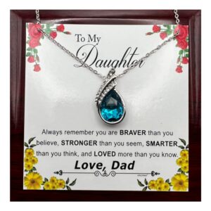 KINDPAW Gift for Daughter from Dad – You are Braver Than You Believe (Rhinestone Pendant)