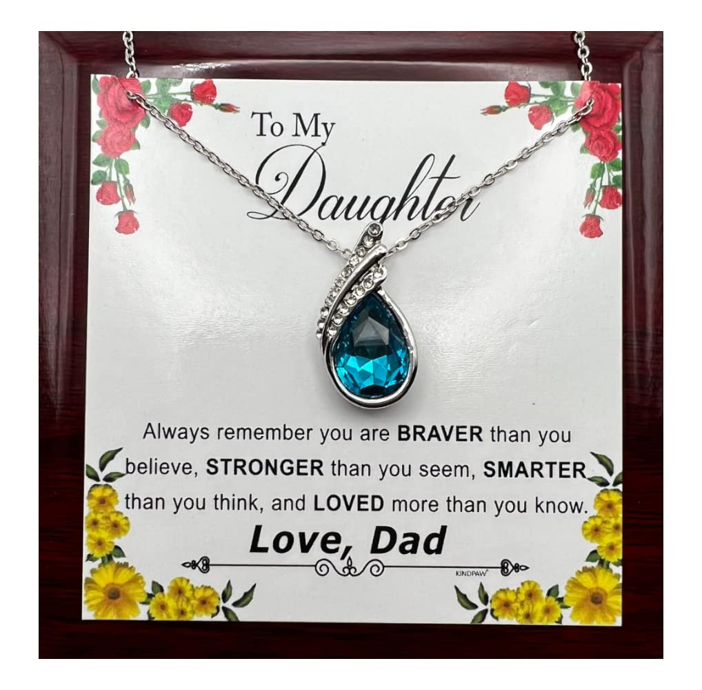 KINDPAW Gift for Daughter from Dad – You are Braver Than You Believe (Rhinestone Pendant)