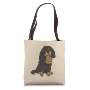 black and tan cavalier king charles spaniel cavie mom tote bag