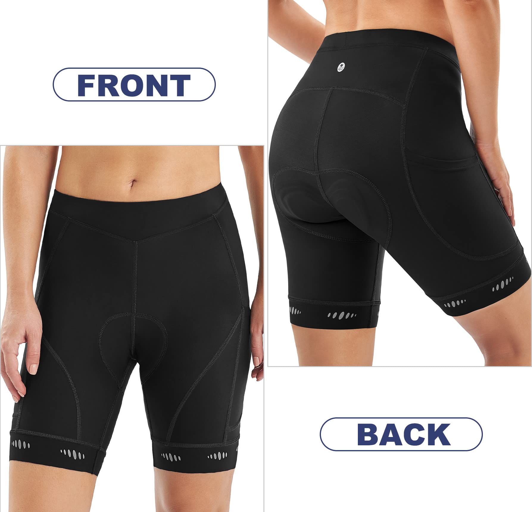 IUGA Padded Bike Shorts Women 4D Breathable Womens Cycling Shorts with Padding Mountain Biking Shorts with Pockets Black