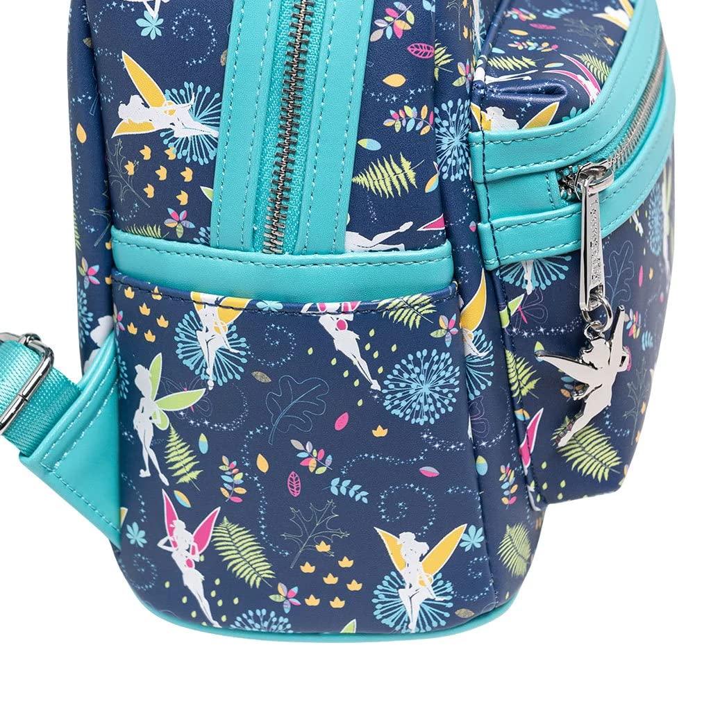 Loungefly Women's Disney Teal Tinkerbell Glow in the Dark Allover Print Backpack