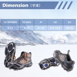 TRIWONDER Ice Cleats Crampons Traction Snow Grips Ice Grippers for Boots Shoes Women Men Kids Anti Slip 8 Spikes Safe Protect for Hiking Fishing Walking Climbing Mountaineering