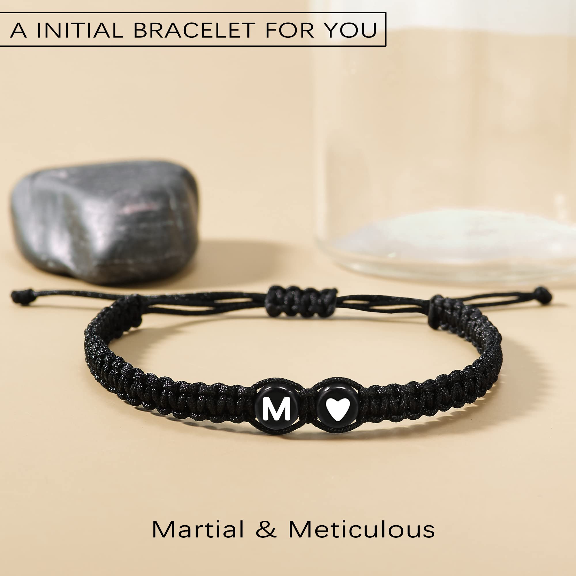 Btysun Gifts for Her M Initial Bracelets for Women Sister Best Friend Bracelet Aunt Niece Handmade Braided Bracelet Heart Mom Friendship Minimalist Anniversary Coworker Jewelry