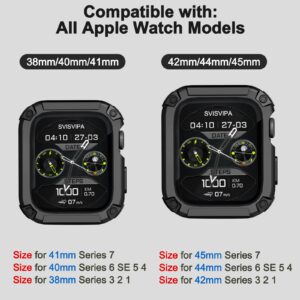 SVISVIPA [2 Pk] Band w/Bumper Case Compt. for Apple Watch 45 44 42mm iWatch Series 8 7 6 5 SE 4 3 2 1 SE Strap, Unisex Sport Rugged Shockproof Military Protective Replacement band,(Black,Army Green)