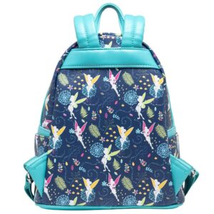 Loungefly Women's Disney Teal Tinkerbell Glow in the Dark Allover Print Backpack