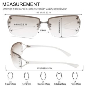 VANLINKER Rimless Frameless Rectangle Sunglasses for Women Stylish Y2k Shades White Metal Frame