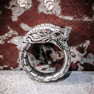 Punk Dragon Ring,Dragon Ring for Men,Gothic Rose Gold Dragon Head Ring Punk Stone Dragon Ring for Boys Hip Hop Retro Rock Dragon Animal Jewelry Size 6-12 (A, 9)