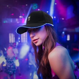 SAFEBAO Led Hat Light Up Baseball Cap with 11 Flashing Modes Glow Rave Party Hat for Festival Hip-hop Club (Black)