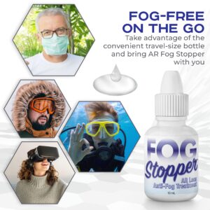 ULTRAVUE Fog Stopper Anti-Fog Drops Treatment - Effective On All Lenses (AR Coated Included) and Screens - Prevents Fogging on Eyeglasses, Goggles, PPE and More - Stay Fog Free for Days - Made in USA