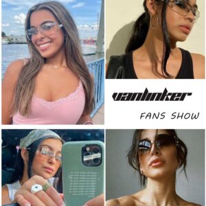 VANLINKER Rimless Frameless Rectangle Sunglasses for Women Stylish Y2k Shades White Metal Frame